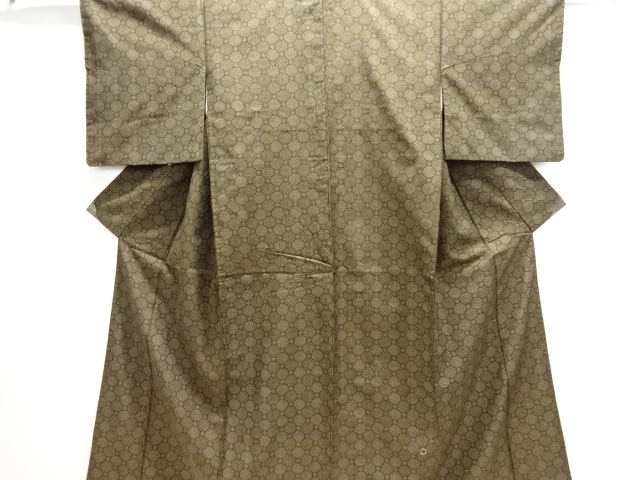 変わり斜め格子模様織り出し十日町紬着物